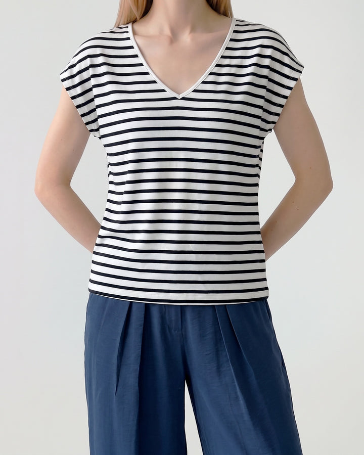 Polera Mujer Romina a Rayas Listado Azul Ludovica