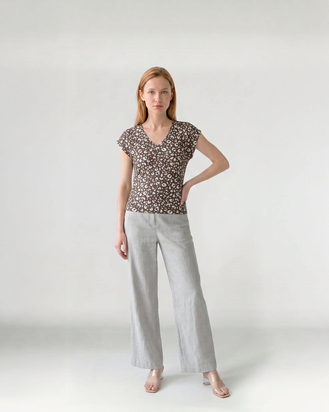 Polera Mujer Rosana Estampada Chocolate Ludovica