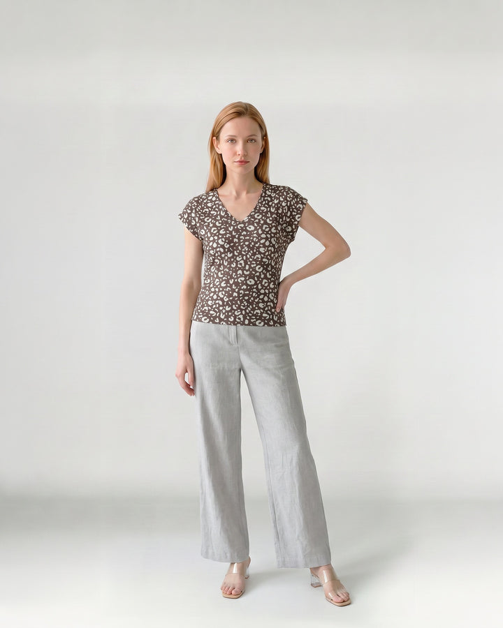 Polera Mujer Rosana Estampada Chocolate Ludovica