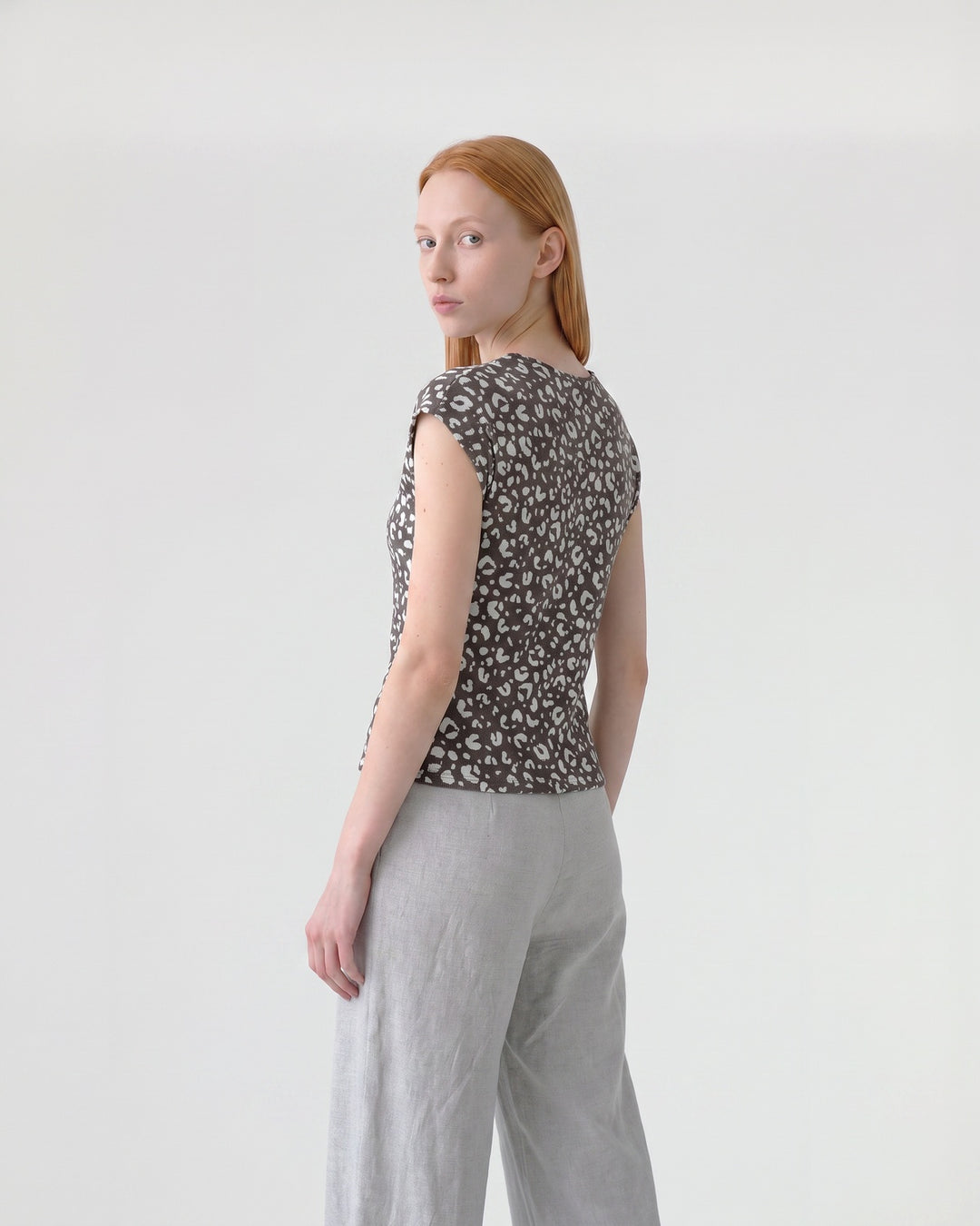 Polera Mujer Rosana Estampada Chocolate Ludovica