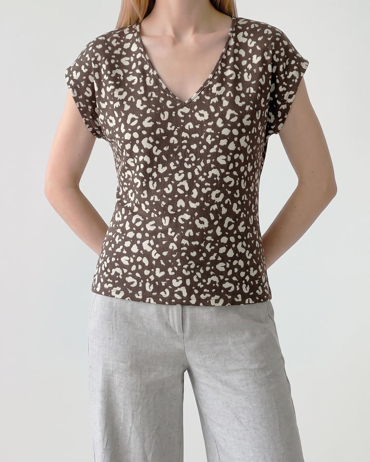 Polera Mujer Rosana Estampada Chocolate Ludovica