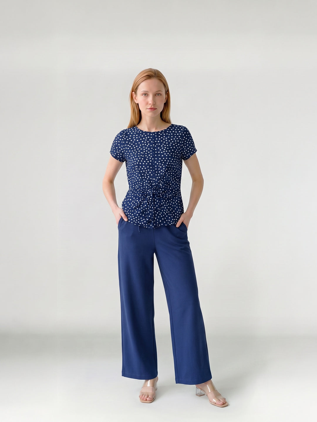 Polera Mujer Gina Cintura Ajustable Azul Ludovica