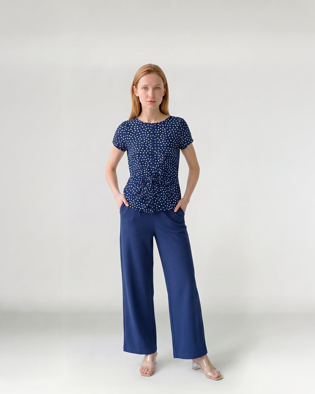 Polera Mujer Gina Cintura Ajustable Azul Ludovica