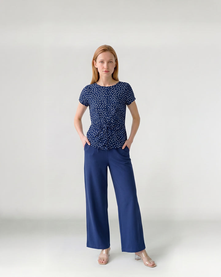 Polera Mujer Gina Cintura Ajustable Azul Ludovica