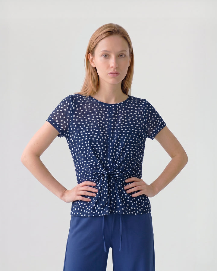 Polera Mujer Gina Cintura Ajustable Azul Ludovica