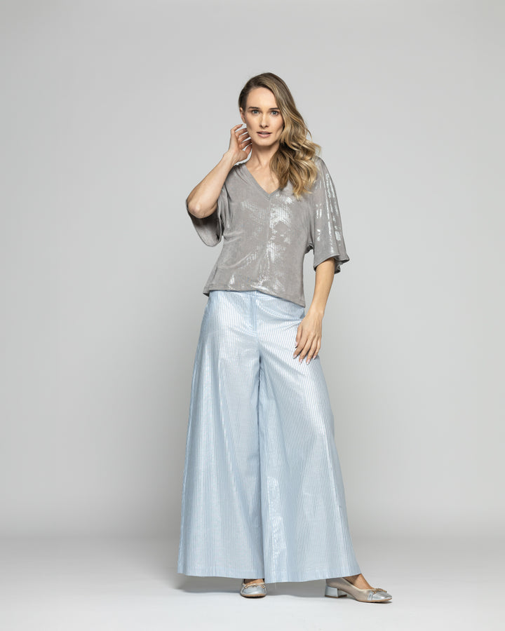 Polera Mujer Oxalis Escote V Satinada Café Taupe Ludovica