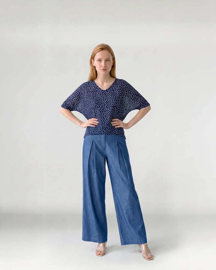 Polera Mujer Rafaela Estampada Azul Ludovica