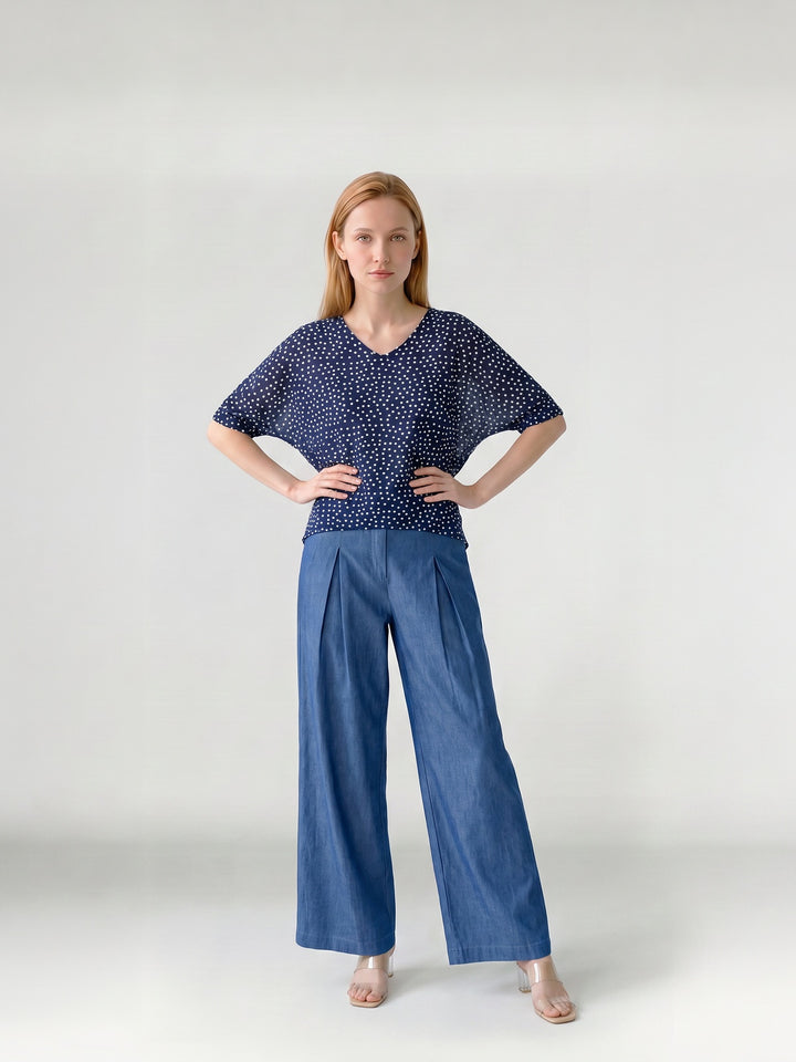 Polera Mujer Rafaela Estampada Azul Ludovica
