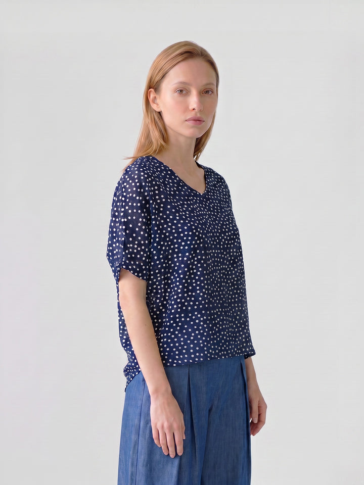 Polera Mujer Rafaela Estampada Azul Ludovica