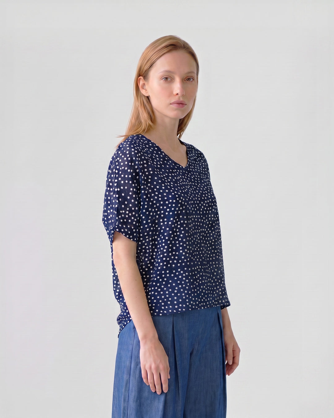 Polera Mujer Rafaela Estampada Azul Ludovica