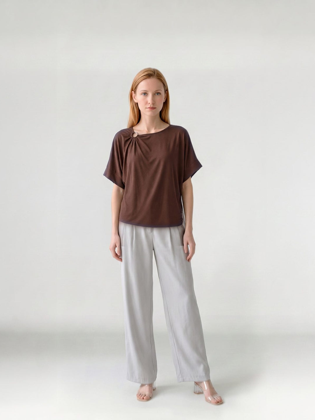 Polera Mujer Simona Floral Chocolate Ludovica