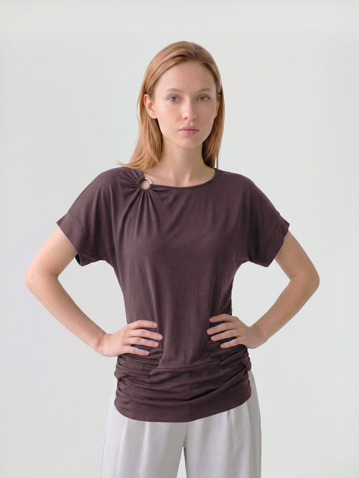 Polera Mujer Simona Floral Chocolate Ludovica