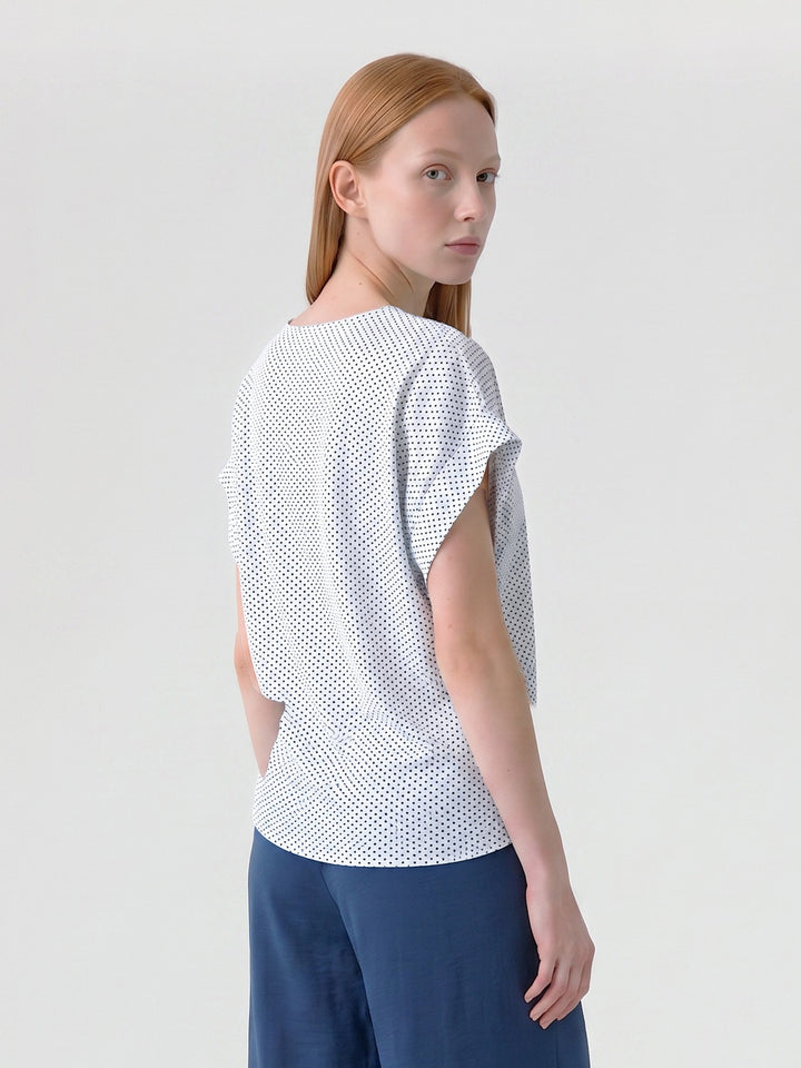 Polera Mujer Tiziana Lunares Blanco Ludovica