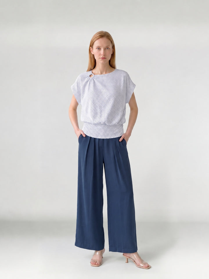 Polera Mujer Tiziana Lunares Blanco Ludovica