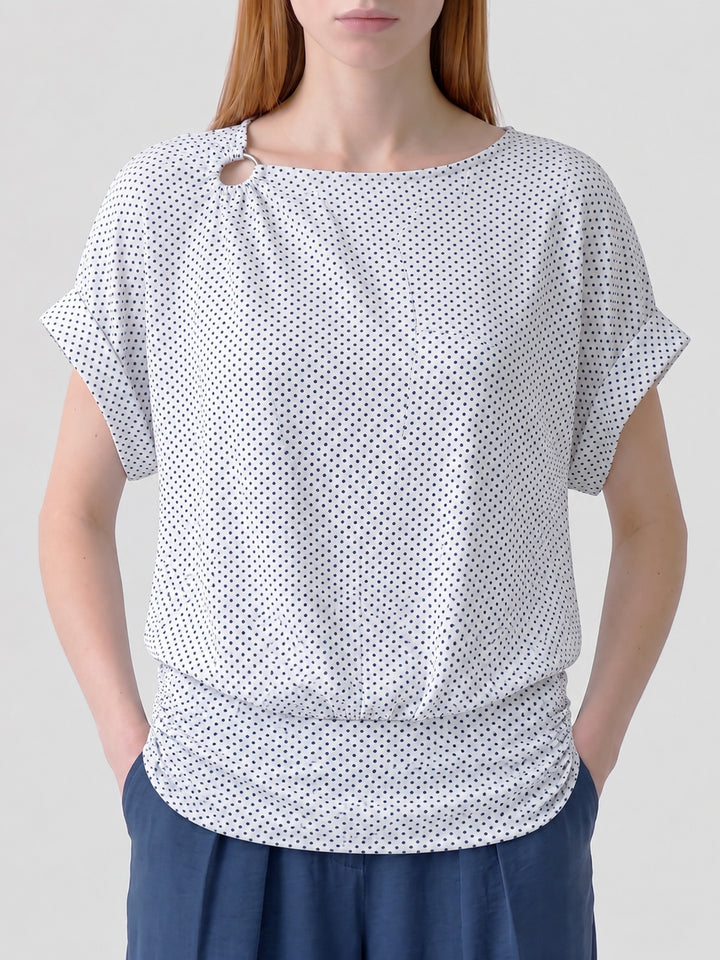 Polera Mujer Tiziana Lunares Blanco Ludovica