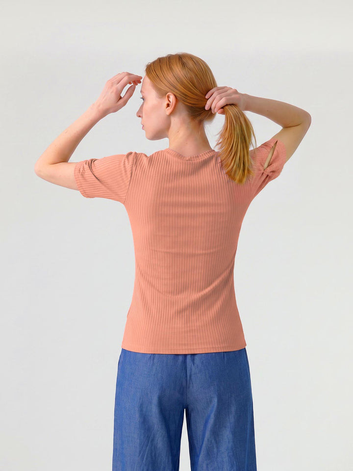 Polera Mujer Michela Manga Abierta Melón Ludovica