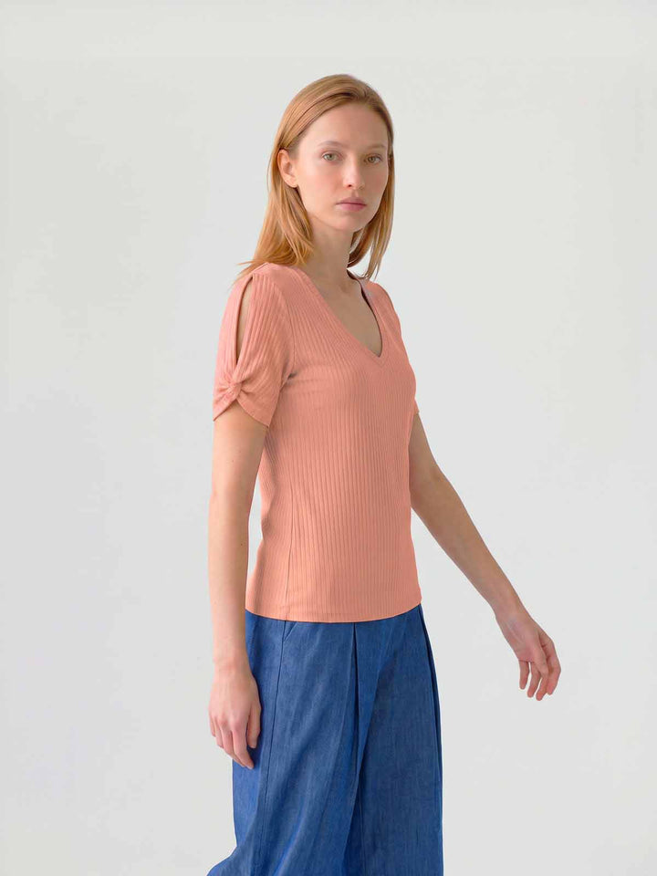 Polera Mujer Michela Manga Abierta Melón Ludovica