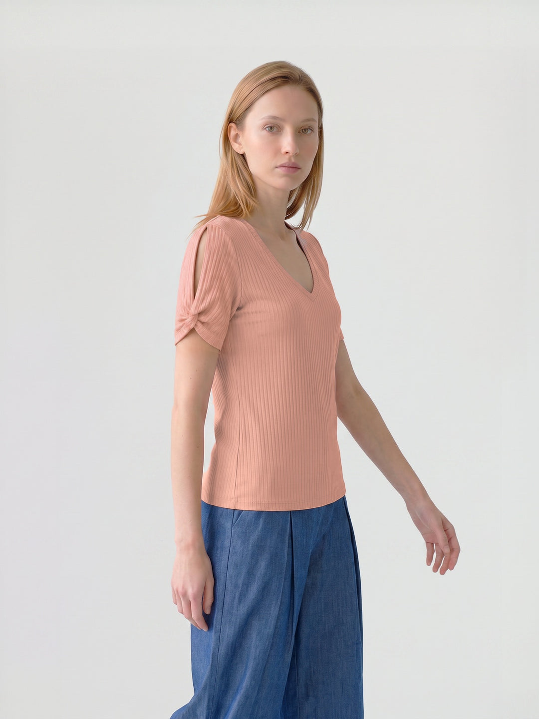 Polera Mujer Michela Manga Abierta Melón Ludovica
