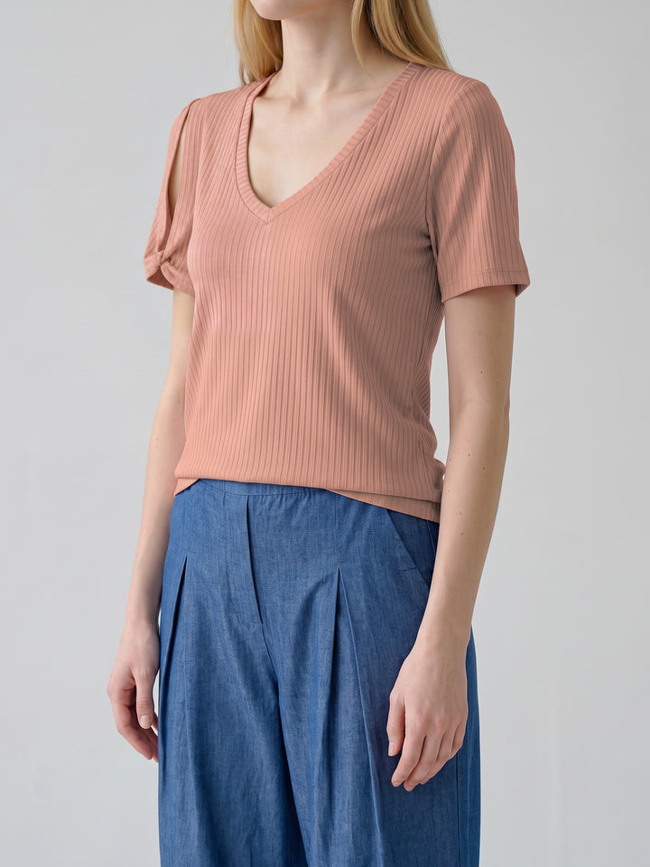 Polera Mujer Michela Manga Abierta Melón Ludovica