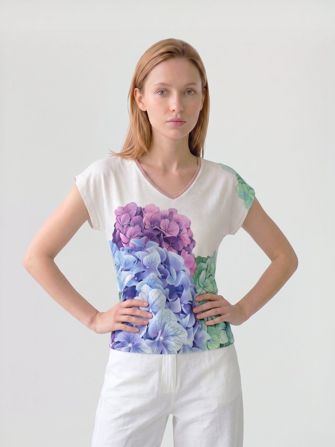 Polera Mujer Graziella Floral Hortensia Ludovica