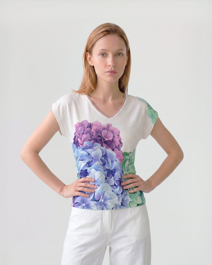 Polera Mujer Graziella Floral Hortensia Ludovica