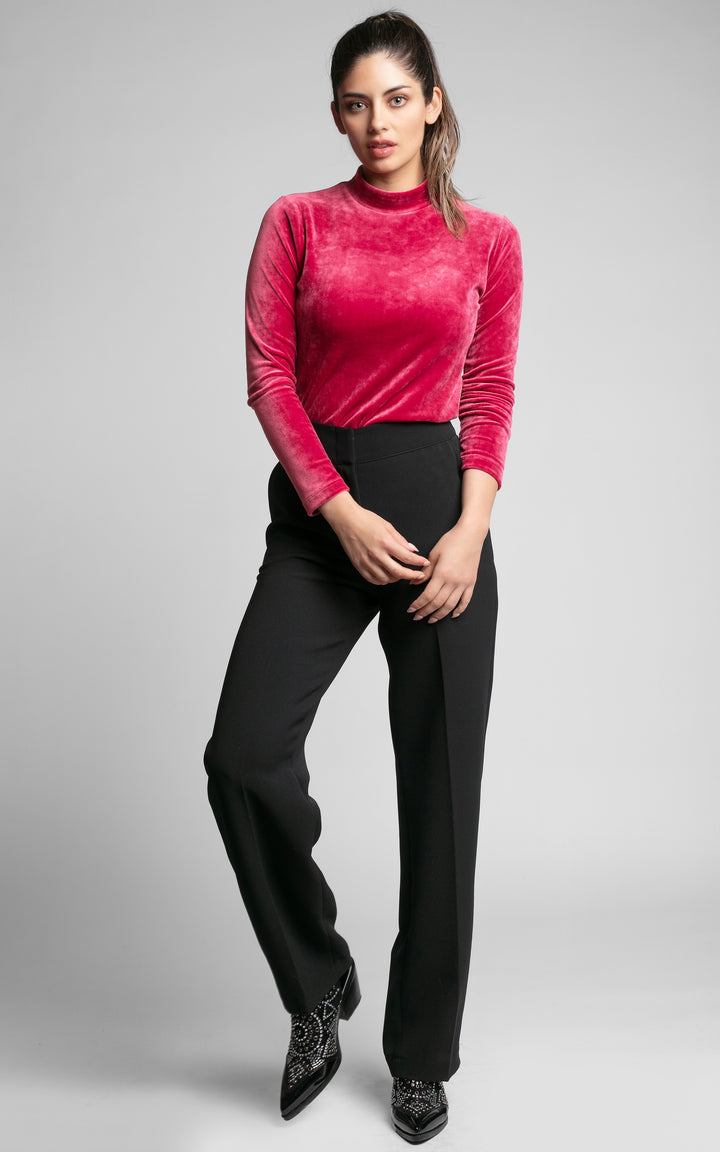 Polera Terciopelo Elasticada Frambuesa