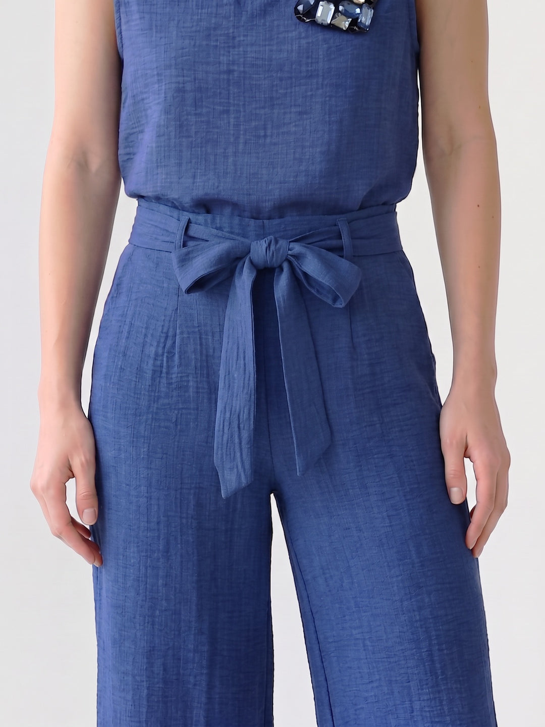 Pantalón Mujer Catalina con Lazo Azul Ludovica