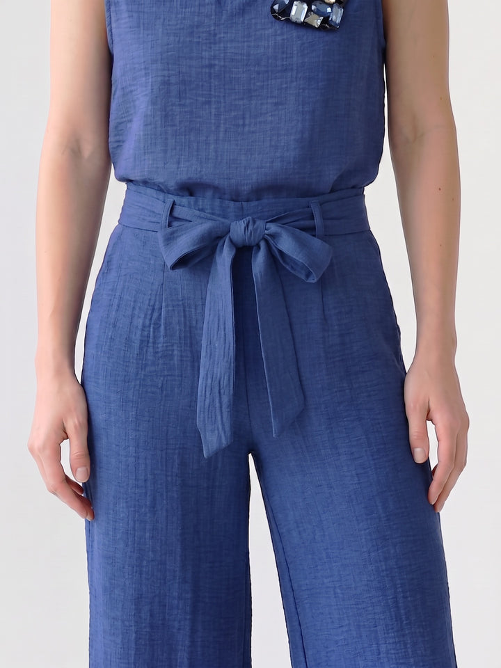 Pantalón Mujer Catalina con Lazo Azul Ludovica