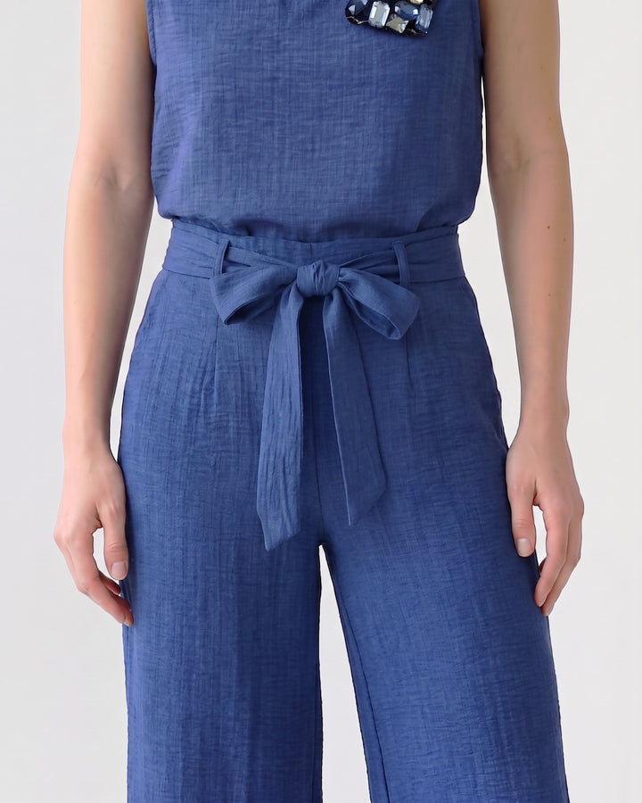 Pantalón Mujer Catalina con Lazo Azul Ludovica