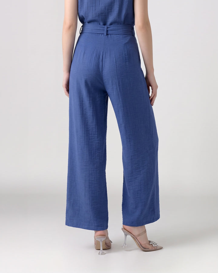 Pantalón Mujer Catalina con Lazo Azul Ludovica