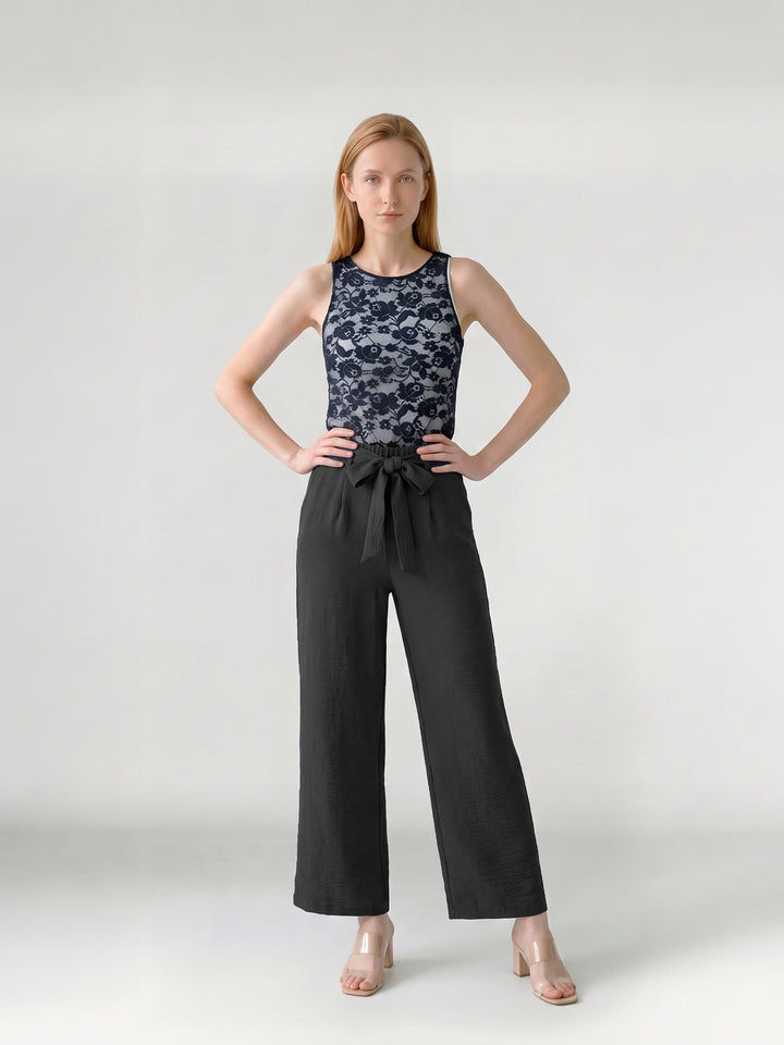 Pantalón Mujer Catalina con Lazo Negro Ludovica