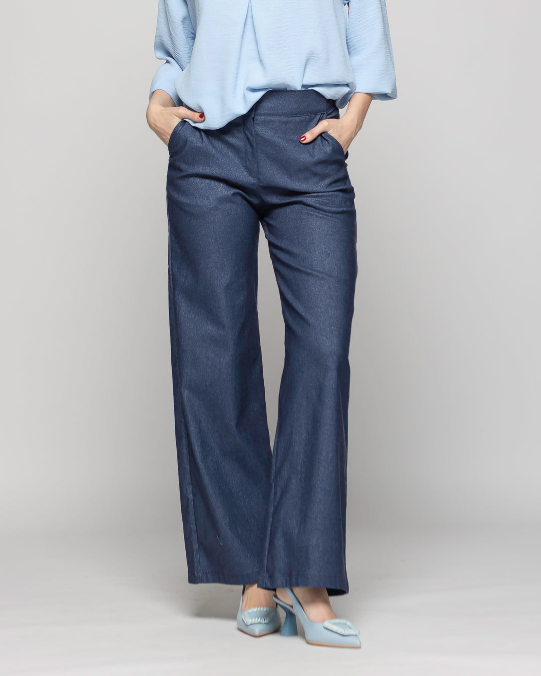 Pantalón Mujer Reseda Viscosa Regular Fit Recto Denim Azul Ludovica