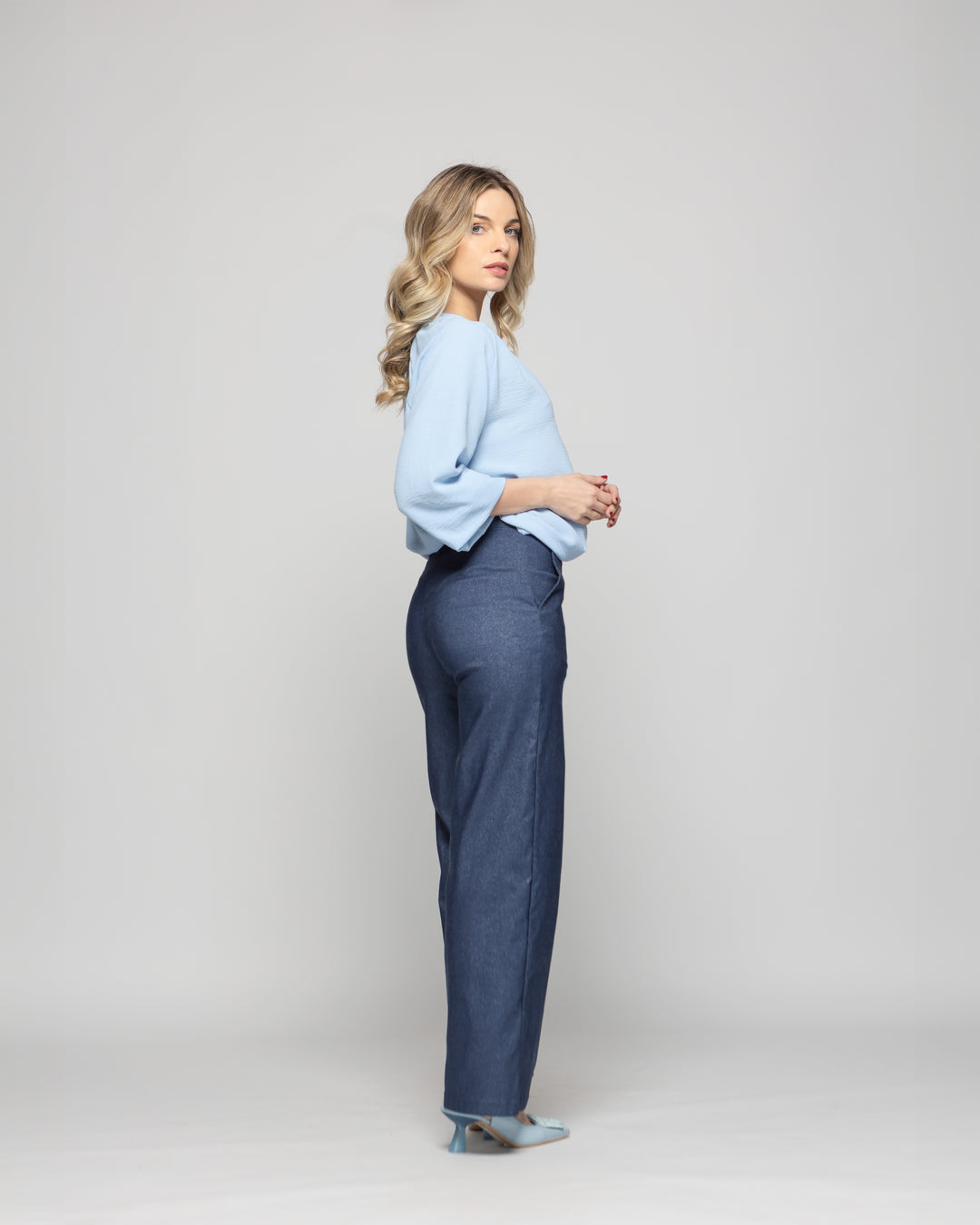 Pantalón Mujer Reseda Viscosa Regular Fit Recto Denim Azul Ludovica