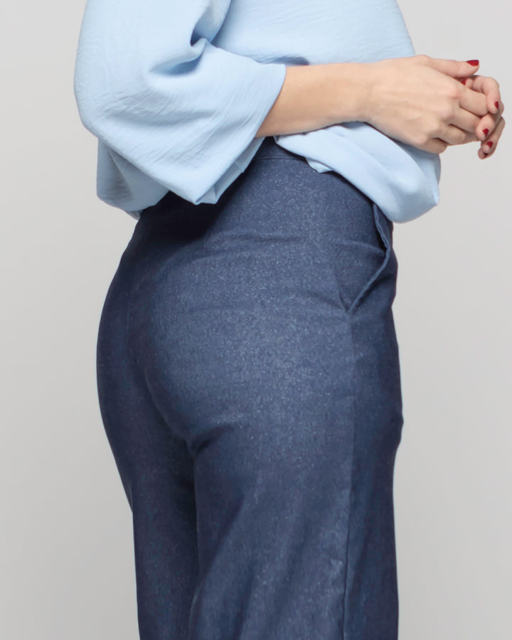 Pantalón Mujer Reseda Viscosa Regular Fit Recto Denim Azul Ludovica