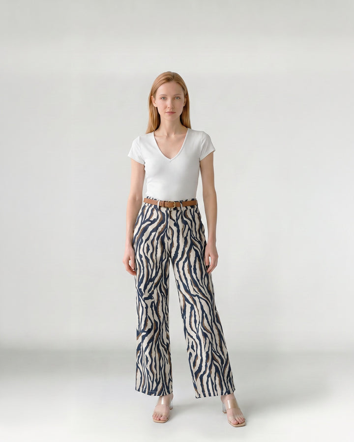 Pantalón Mujer Francisca Animal Print Chocolate Ludovica