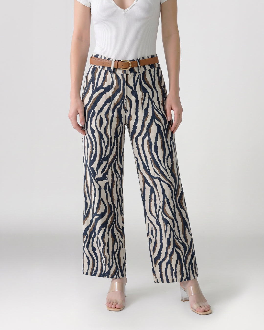 Pantalón Mujer Francisca Animal Print Chocolate Ludovica