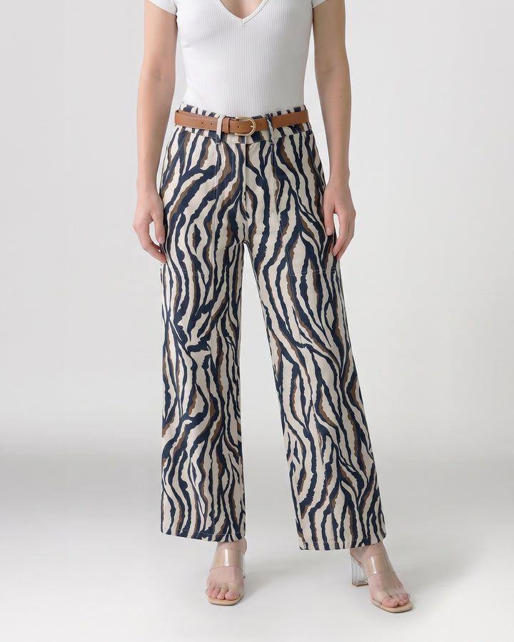 Pantalón Mujer Francisca Animal Print Chocolate Ludovica