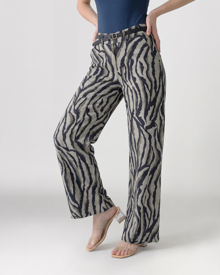 Pantalón Mujer Francisca Animal Print Verde Ludovica