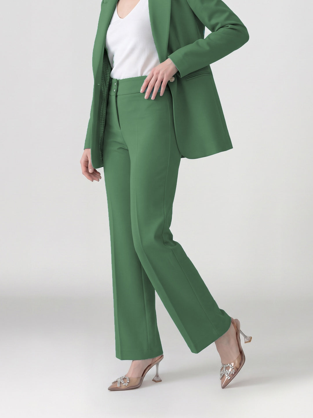 Pantalón Mujer Constanza Recto Verde Ludovica