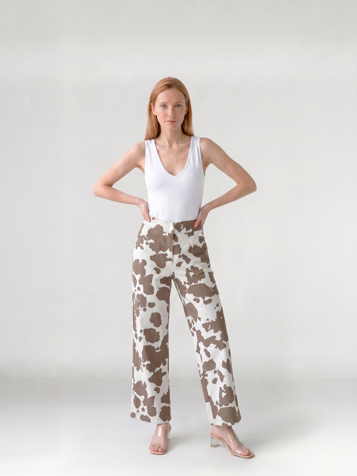 Pantalón Mujer Javiera Estampado Camel Ludovica