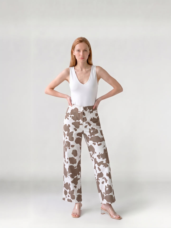 Pantalón Mujer Javiera Estampado Camel Ludovica