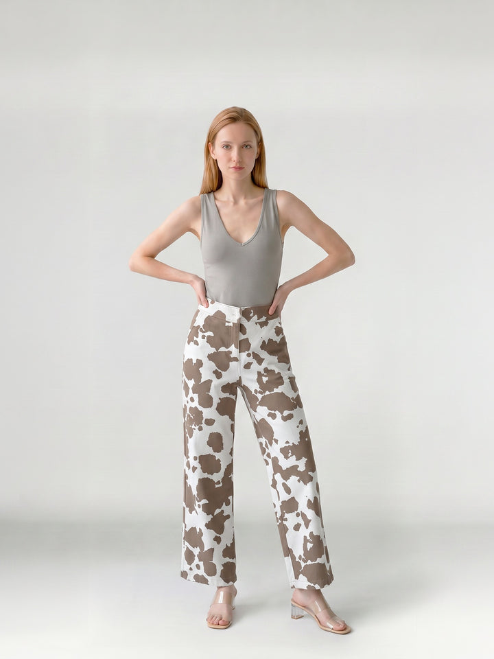 Pantalón Mujer Javiera Estampado Camel Ludovica