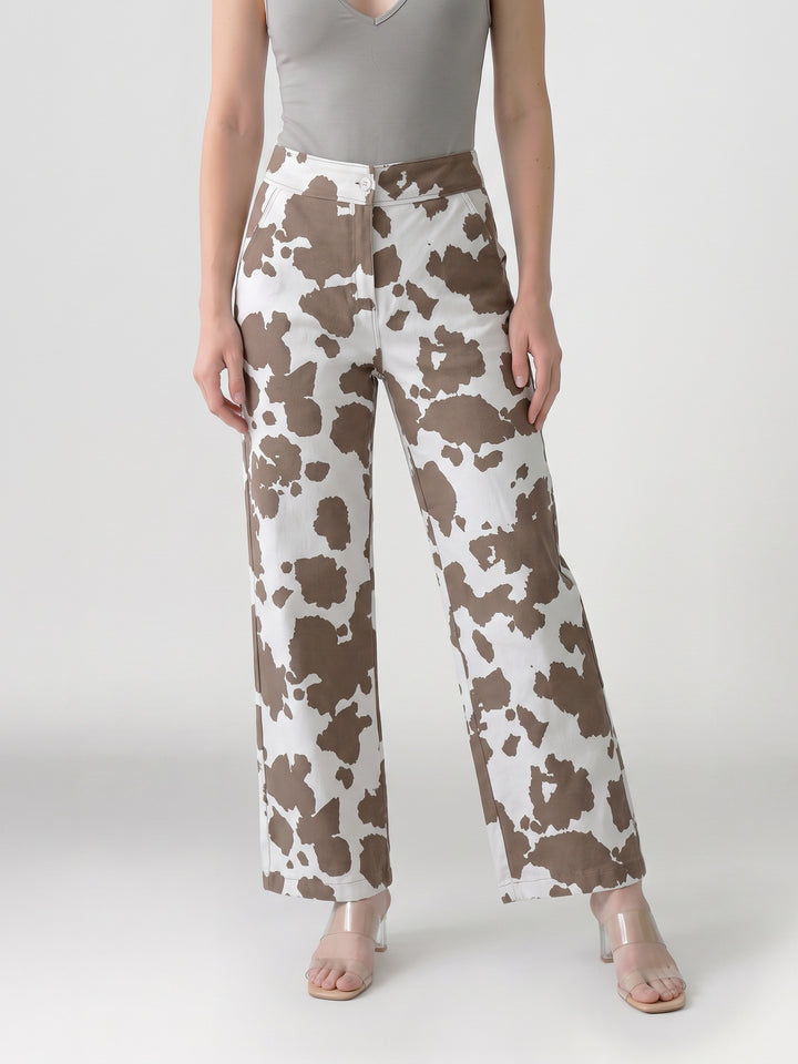 Pantalón Mujer Javiera Estampado Camel Ludovica