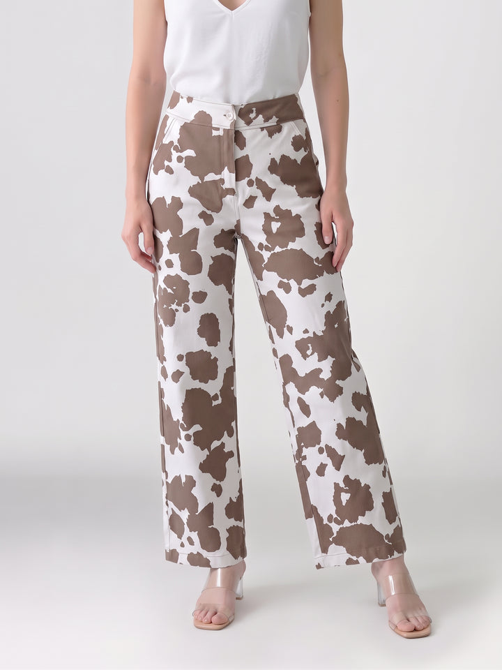 Pantalón Mujer Javiera Estampado Camel Ludovica