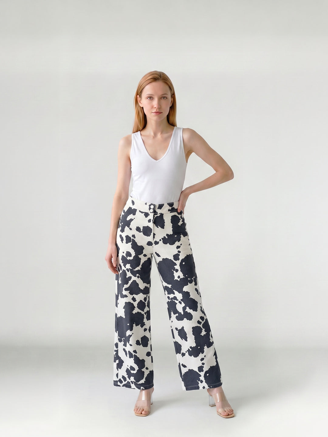 Pantalón Mujer Javiera Estampado Negro Ludovica