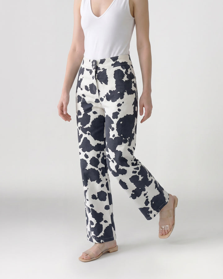 Pantalón Mujer Javiera Estampado Negro Ludovica