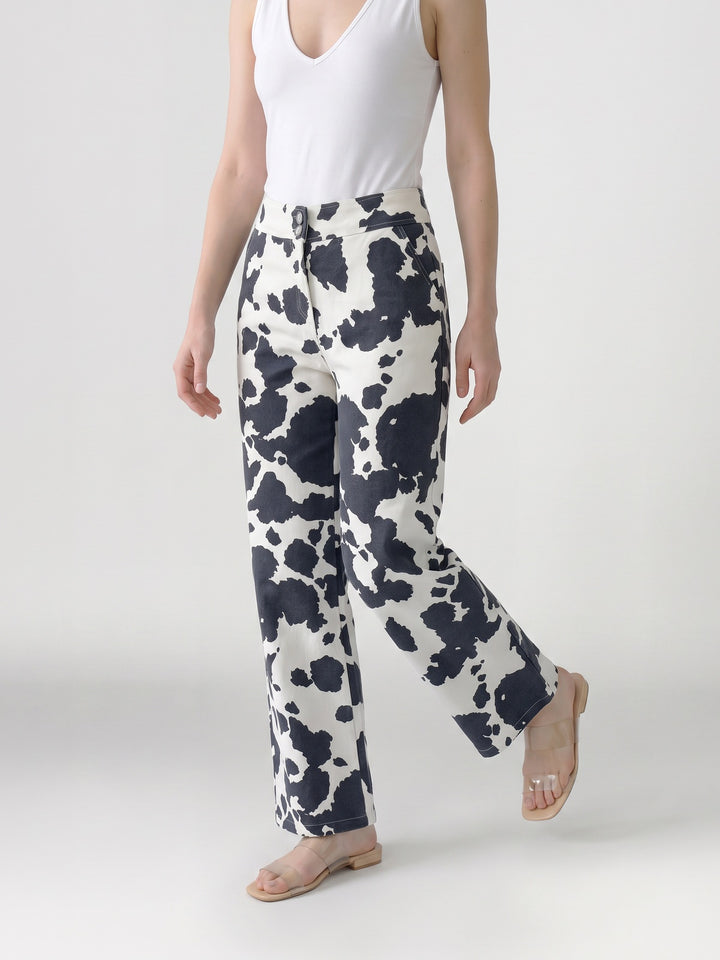 Pantalón Mujer Javiera Estampado Negro Ludovica