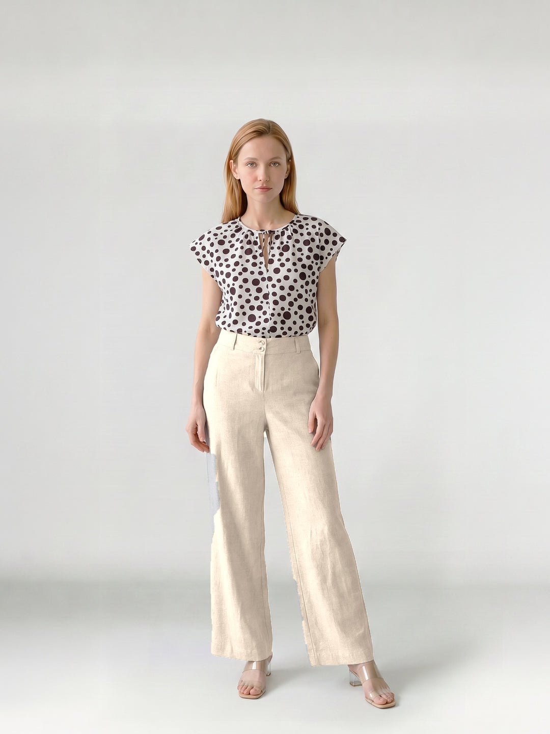 Pantalón Mujer Isidora Pierna Ancha Arena Ludovica