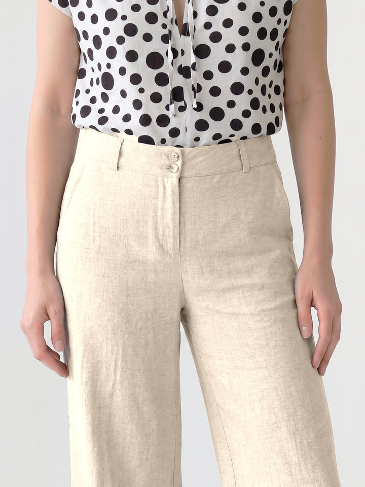 Pantalón Mujer Isidora Pierna Ancha Arena Ludovica