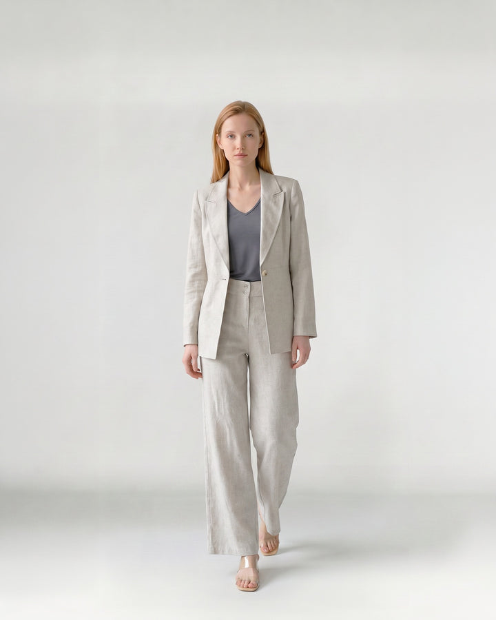 Pantalón Mujer Isidora Pierna Ancha Natural Ludovica